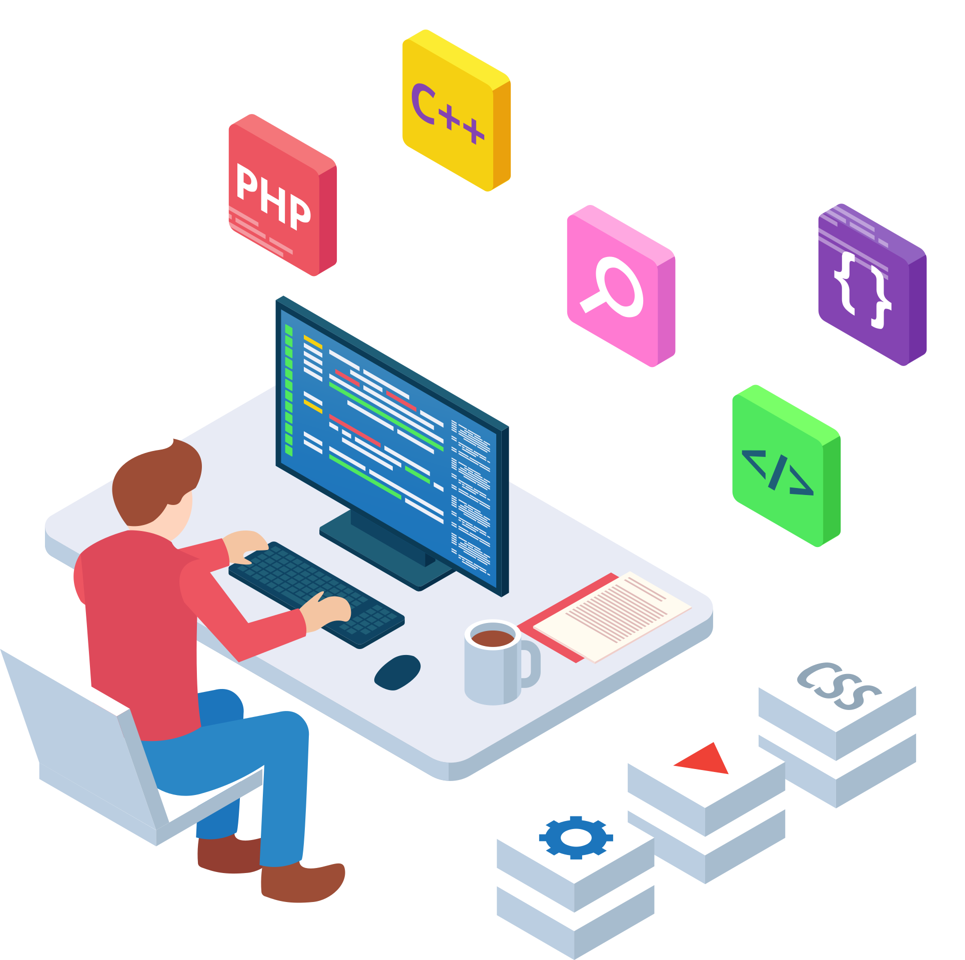 Software development team working on modern web and mobile applications